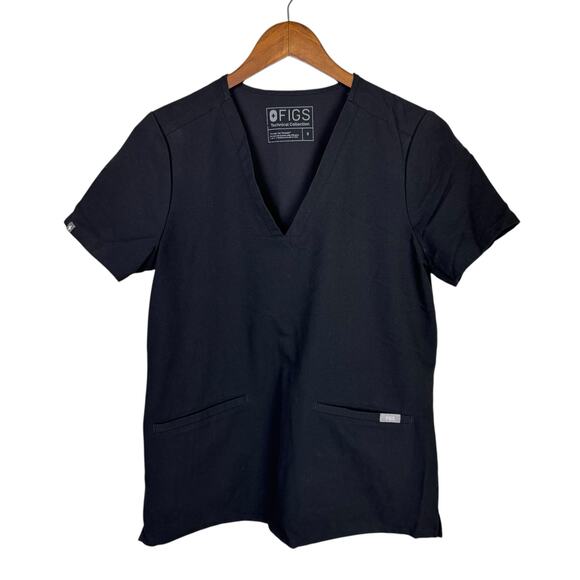 Figs Women's Black Casma Three Pocket V-neck Classic Fit Scrub Top - Picture 7 of 10